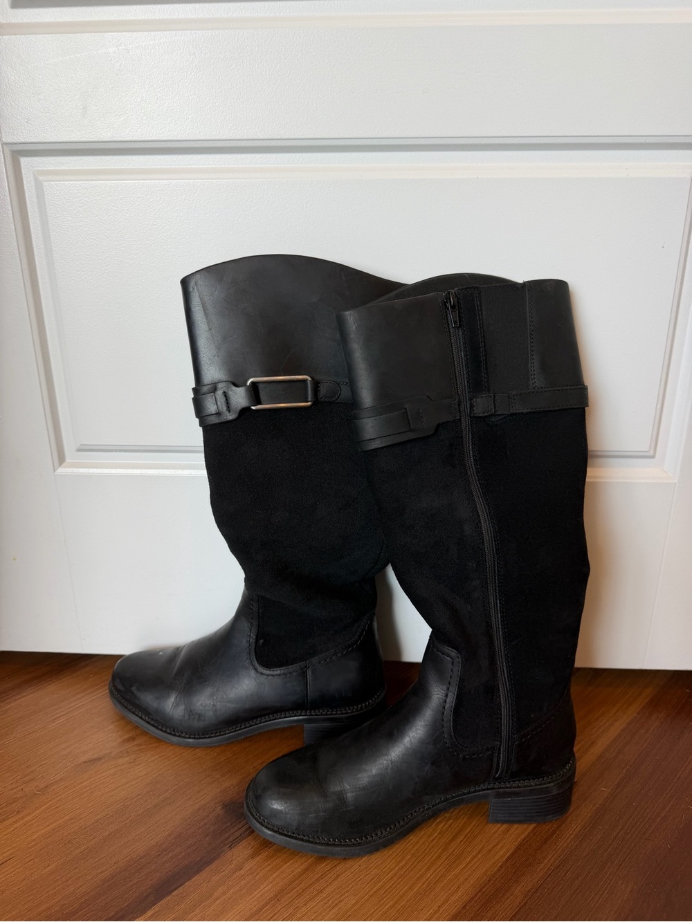 Clarks Black Leather Suede Knee High Riding Boots Size 9